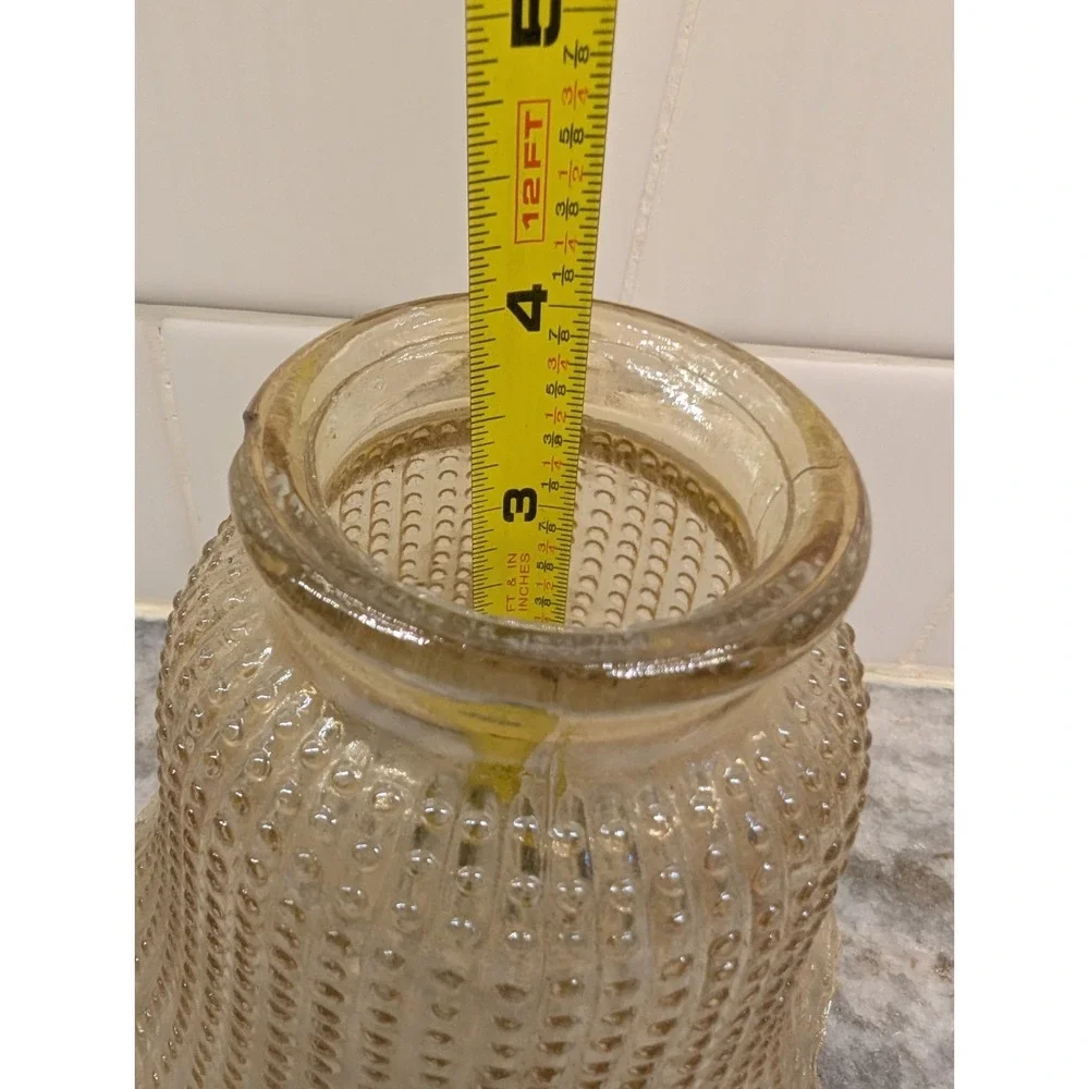 2 VINTAGE GOLD LUSTRE IRIDESCENT CARNIVAL GLASS LAMP LIGHT HOBNAIL SHADES 2
